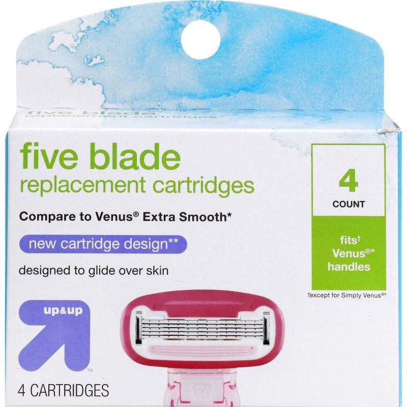 slide 1 of 6, Women's Five Blade FITS Cartridges 4ct - up&up™, 4 ct