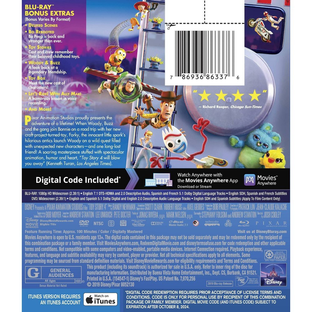 Toy Story 4 Blu Ray DVD Digital 2019