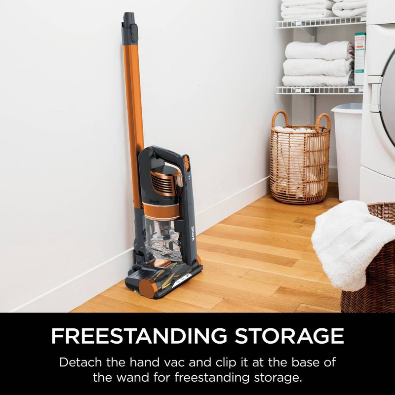slide 14 of 21, Shark Pet Pro Cordless Stick Vacuum - Orange IZ142: Lightweight, Bagless, Self-Cleaning Brushroll, Pet Hair Tool, 40 Min Run Time, 1 ct