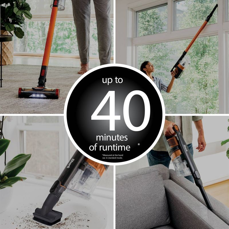 slide 8 of 21, Shark Pet Pro Cordless Stick Vacuum - Orange IZ142: Lightweight, Bagless, Self-Cleaning Brushroll, Pet Hair Tool, 40 Min Run Time, 1 ct