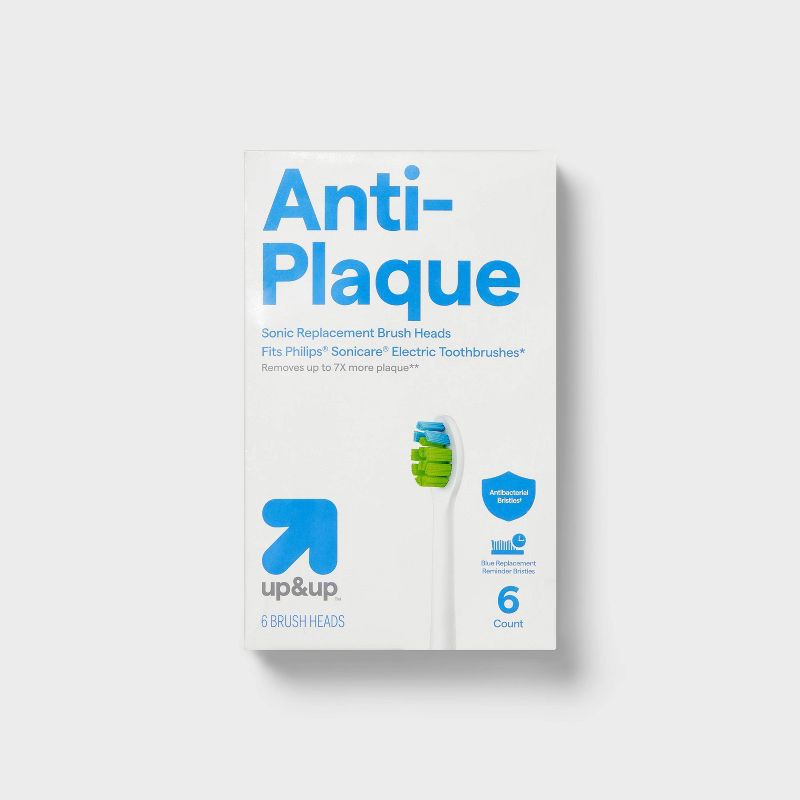 slide 1 of 6, Anti-Plaque Sonic Brush Heads - up&up™, 1 ct