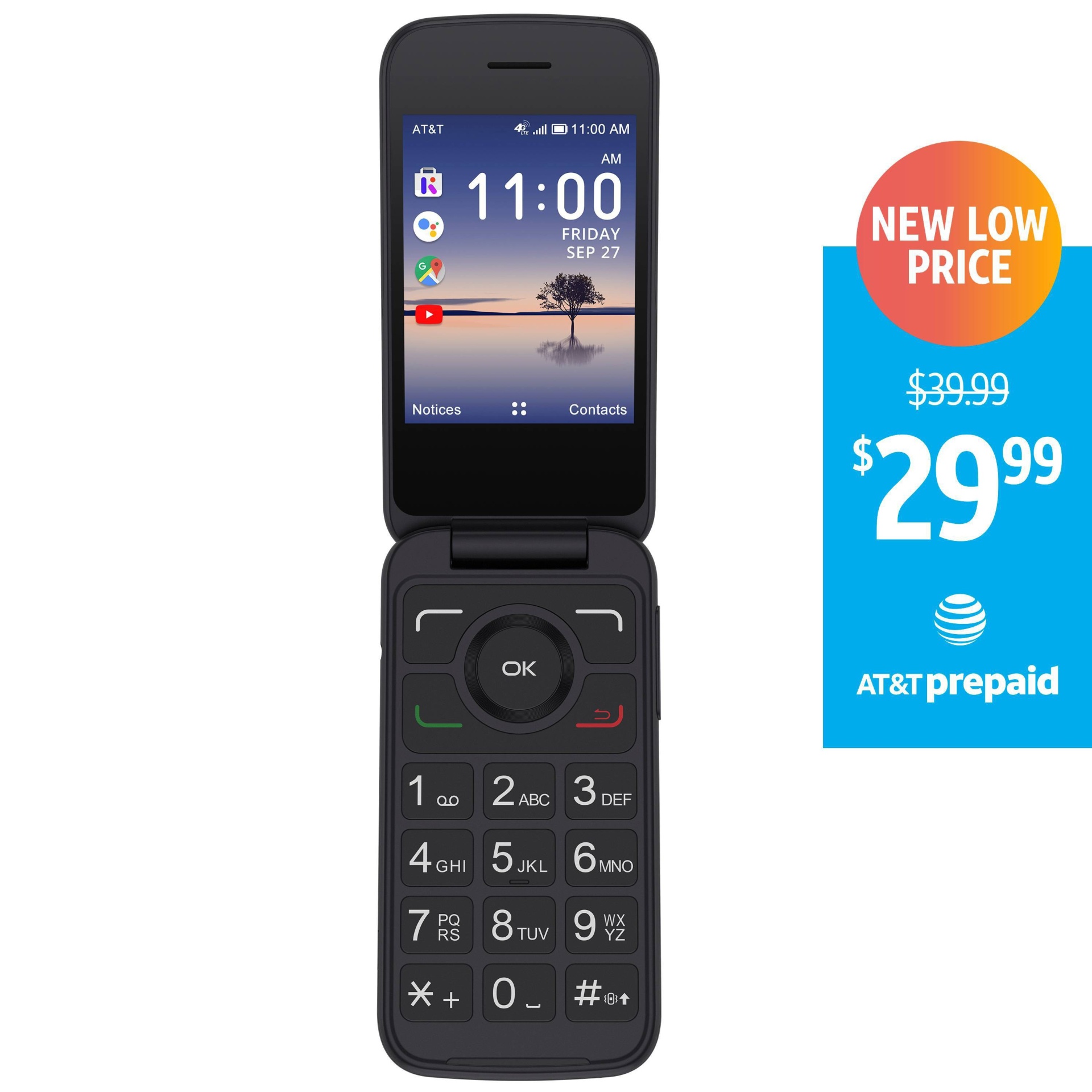 slide 1 of 10, TCL AT&T Prepaid Alcatel SMARTFLIP Phone (4GB) - Black, 1 ct