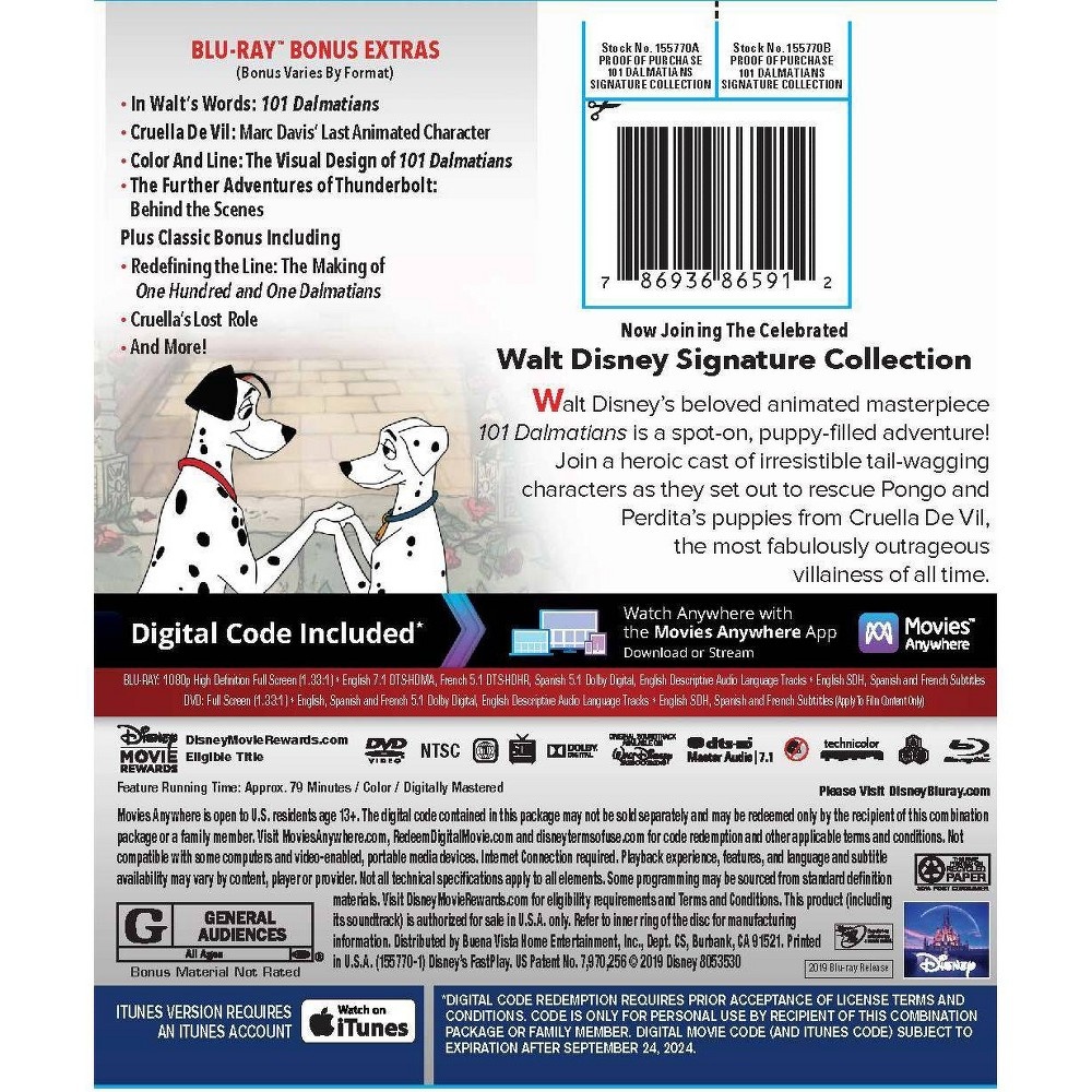 slide 2 of 2, Disney 101 Dalmatians Signature Collection (Blu-ray + DVD + Digital), 1 ct