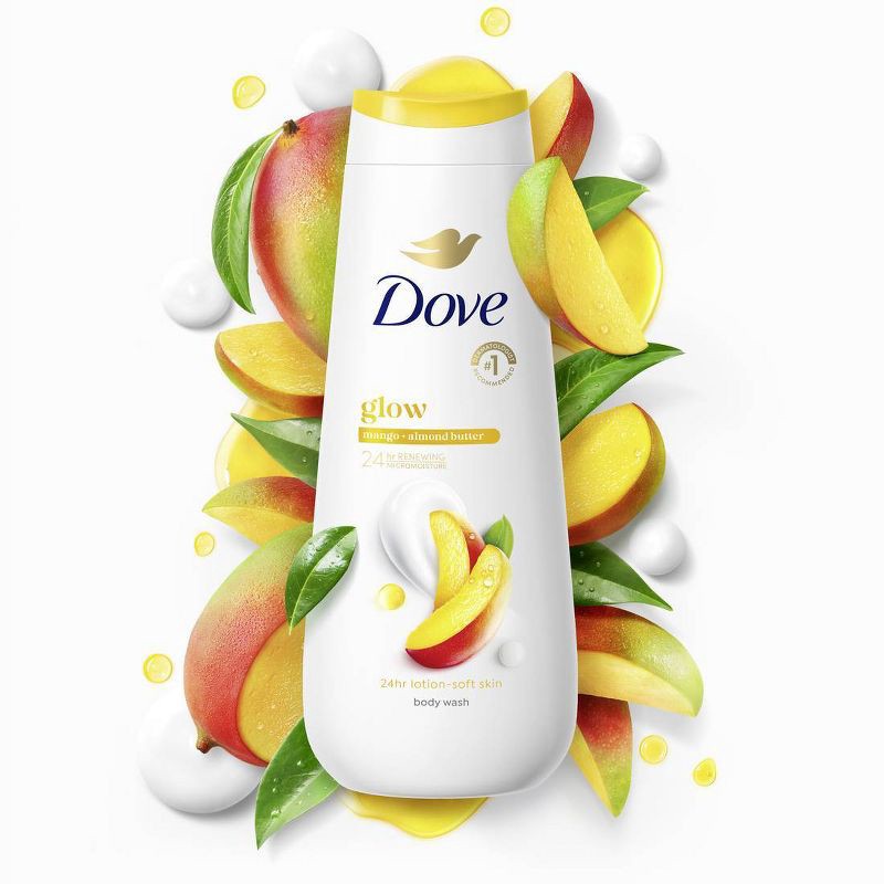 slide 14 of 16, Dove Beauty Dove Glowing Body Wash - Mango & Almond Butters - 20 fl oz, 20 fl oz