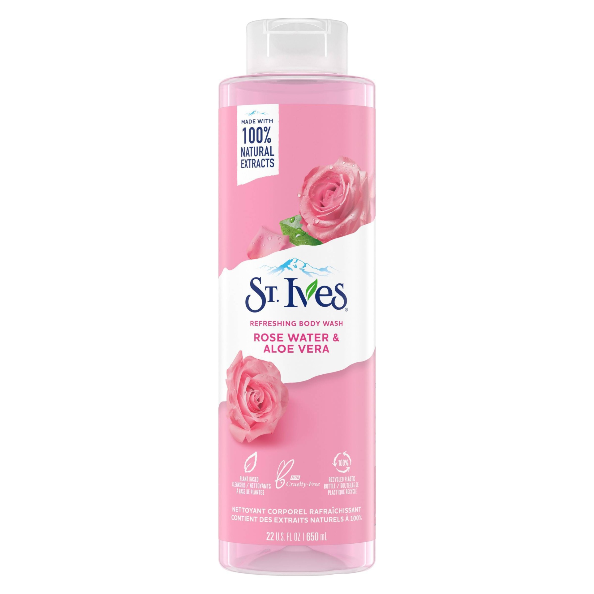 slide 1 of 9, St. Ives Rose Water & Aloe Vera Plant-Based Natural Body Wash Soap, 22 fl oz