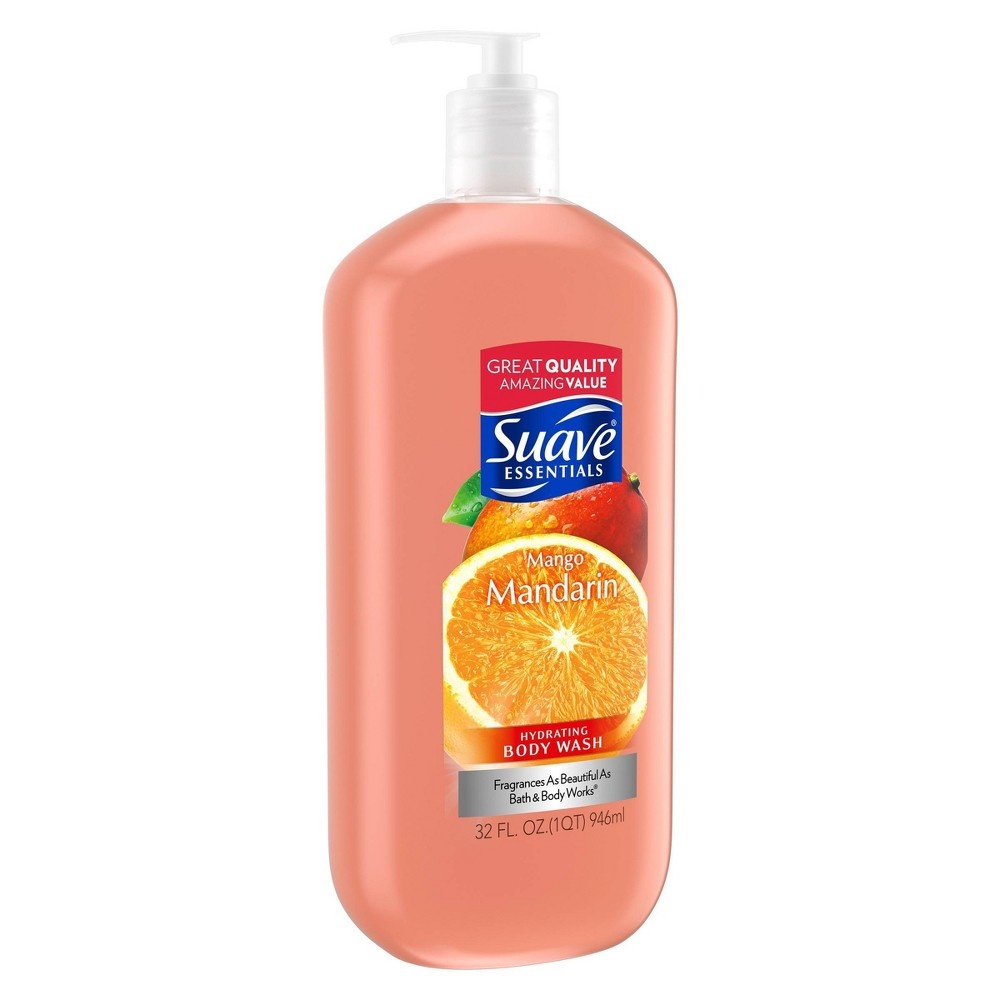 slide 3 of 4, Suave Essentials Mango Mandarin Hydrating Body Wash Soap, 32 fl oz