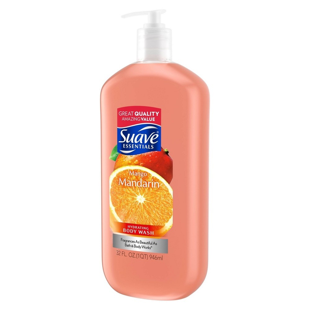 slide 4 of 4, Suave Essentials Mango Mandarin Hydrating Body Wash Soap, 32 fl oz