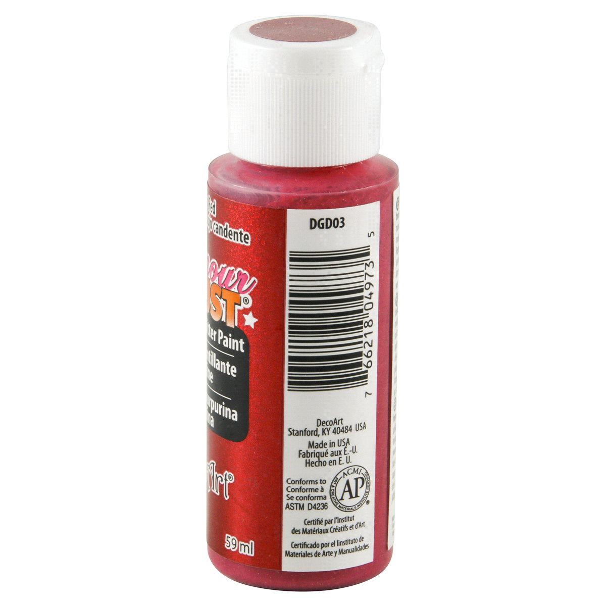 Decoart Glamour Dust 2 oz. Sizzling Red Glitter Paint