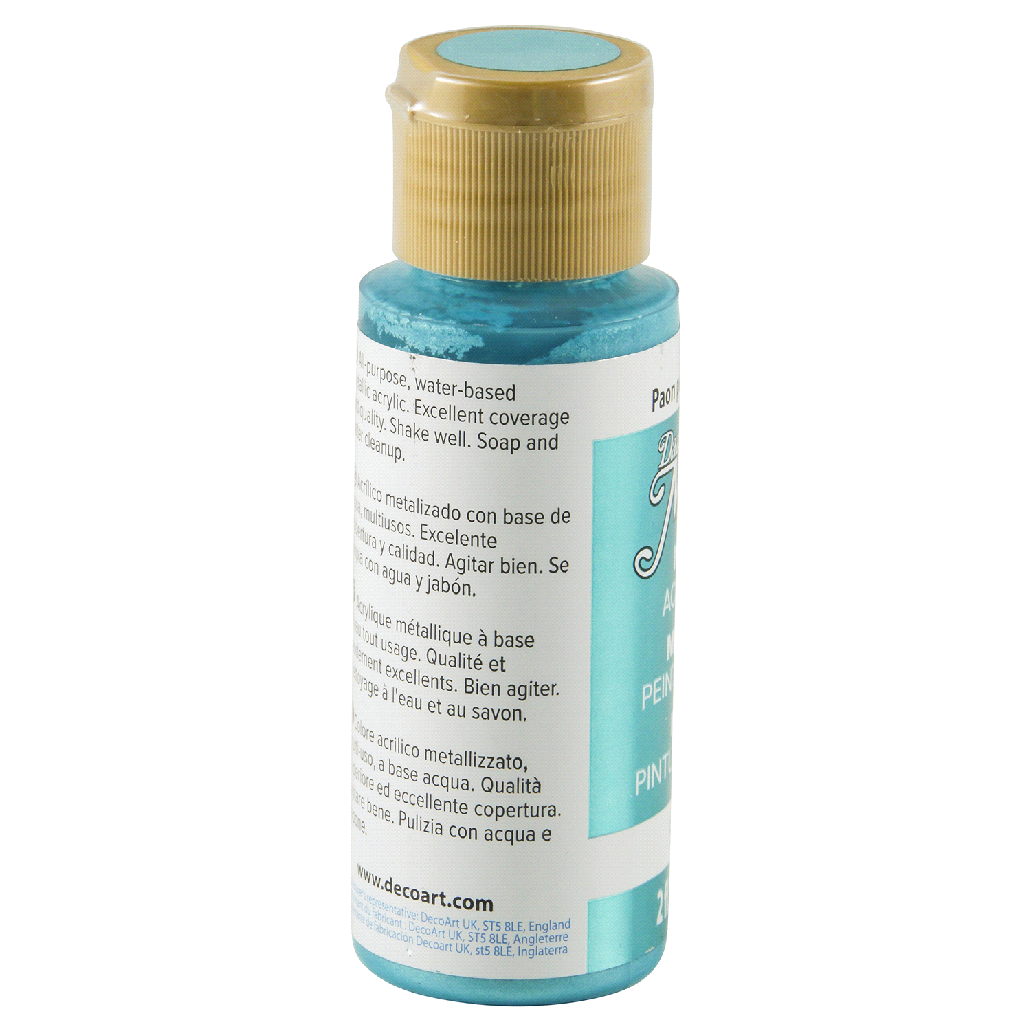 slide 2 of 3, Deco Art Dazzling Metallics Paint Peacock Pearl Turquoise, 2 oz