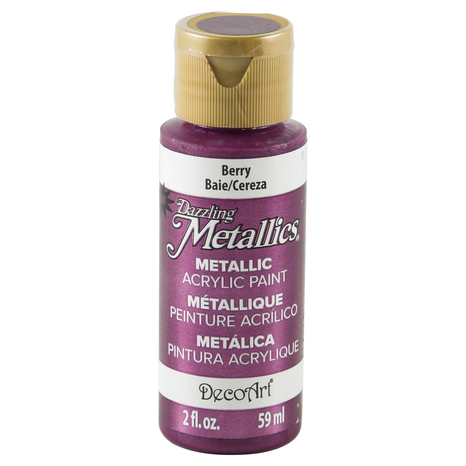 slide 1 of 3, Deco Art Dazzling Metallics Acrylic Paint, Berry, 2 oz