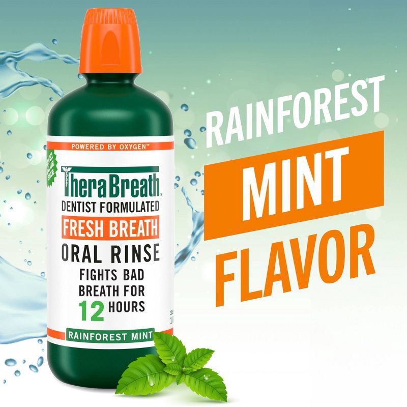 slide 7 of 10, TheraBreath Fresh Breath Mouthwash Alcohol-Free - Rainforest Mint - 16 fl oz, 16 fl oz
