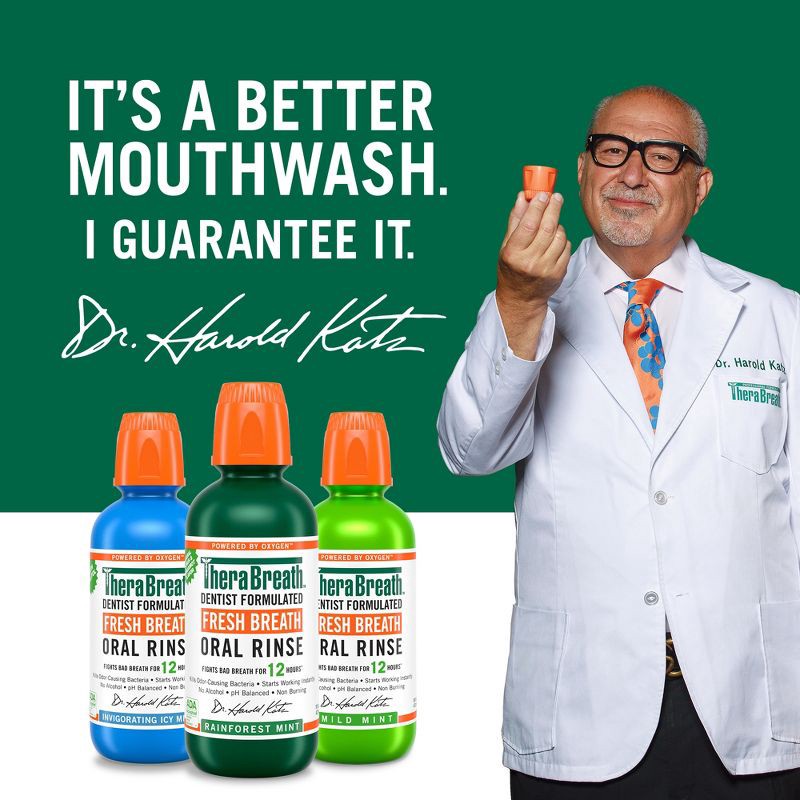 slide 7 of 9, TheraBreath Fresh Breath Mouthwash Alcohol-Free - Rainforest Mint - 16 fl oz, 16 fl oz