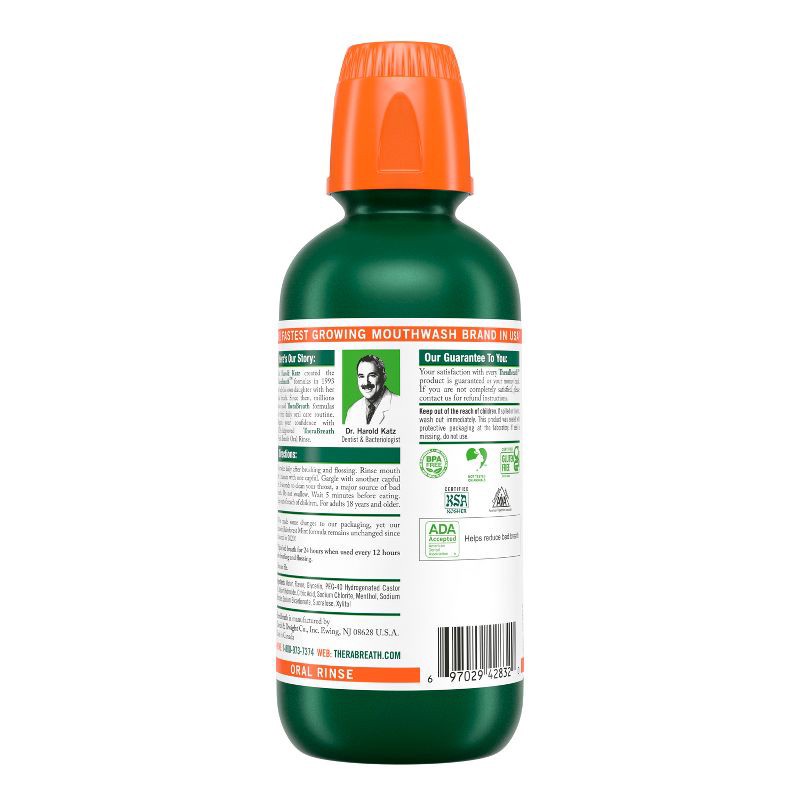 slide 9 of 9, TheraBreath Fresh Breath Mouthwash Alcohol-Free - Rainforest Mint - 16 fl oz, 16 fl oz