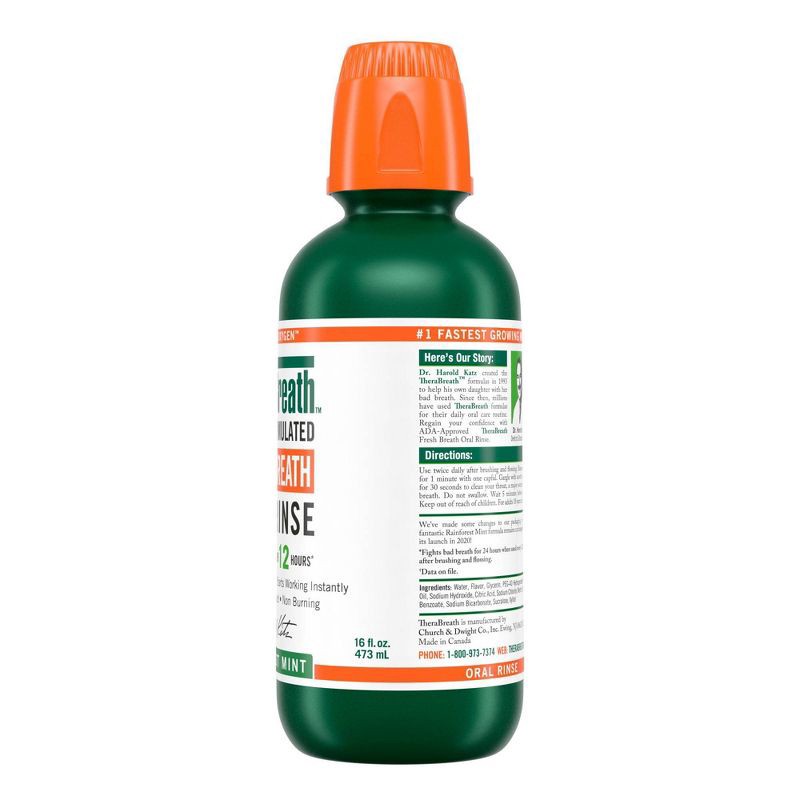 slide 9 of 9, TheraBreath Fresh Breath Mouthwash Alcohol-Free - Rainforest Mint - 16 fl oz, 16 fl oz