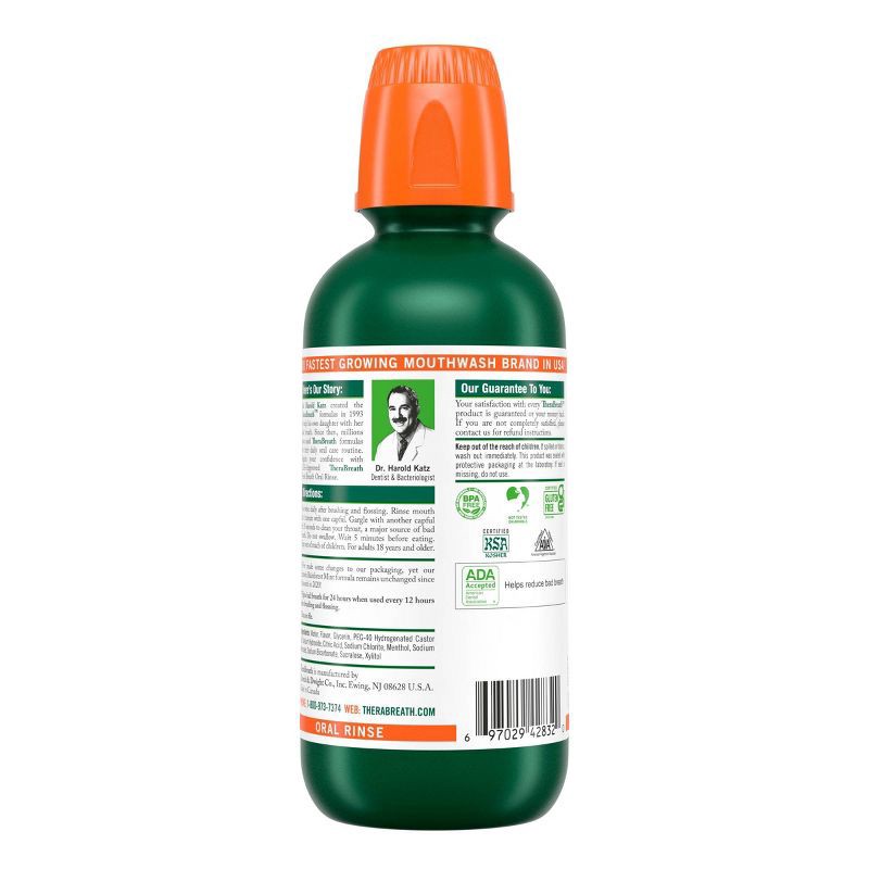 slide 10 of 10, TheraBreath Fresh Breath Mouthwash Alcohol-Free - Rainforest Mint - 16 fl oz, 16 fl oz