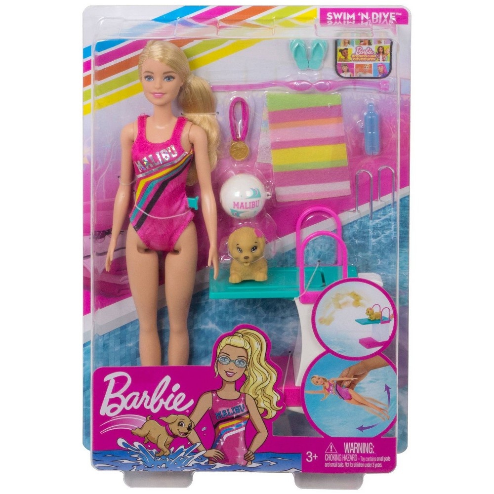 slide 4 of 6, Barbie Dreamhouse Adventures Swim 'n Dive Doll, 1 ct