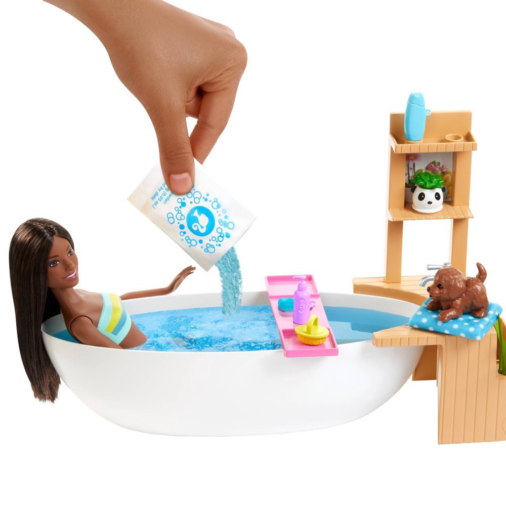 slide 3 of 6, Barbie Fizzy Bath Brunette Doll and Playset, 1 ct