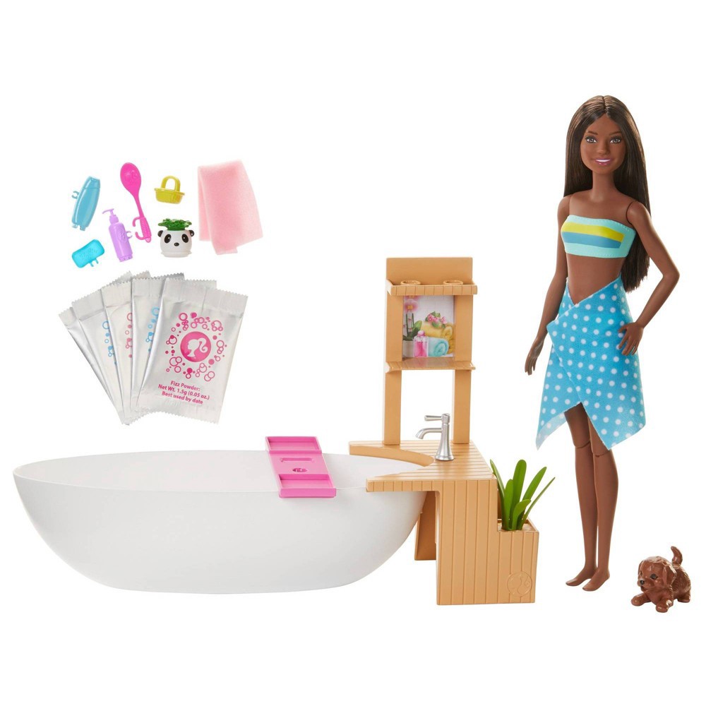 slide 5 of 6, Barbie Fizzy Bath Brunette Doll and Playset, 1 ct