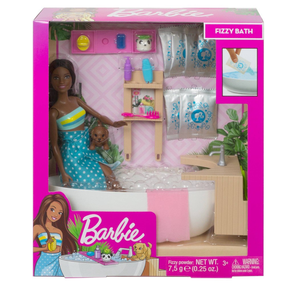 slide 6 of 6, Barbie Fizzy Bath Brunette Doll and Playset, 1 ct