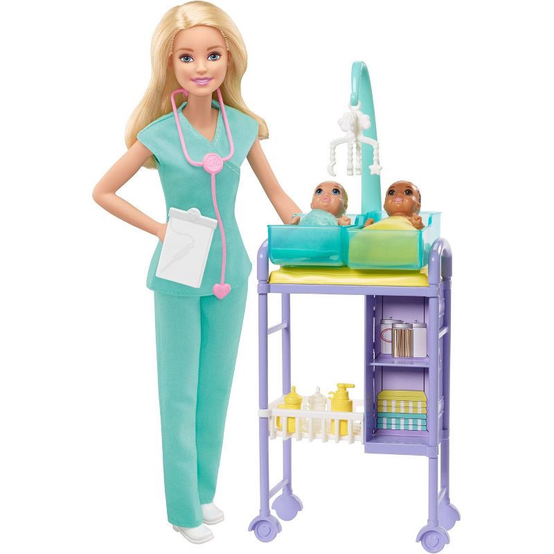 slide 1 of 6, Barbie You Can Be Anything Baby Doctor Blonde Doll and Playset, 1 ct