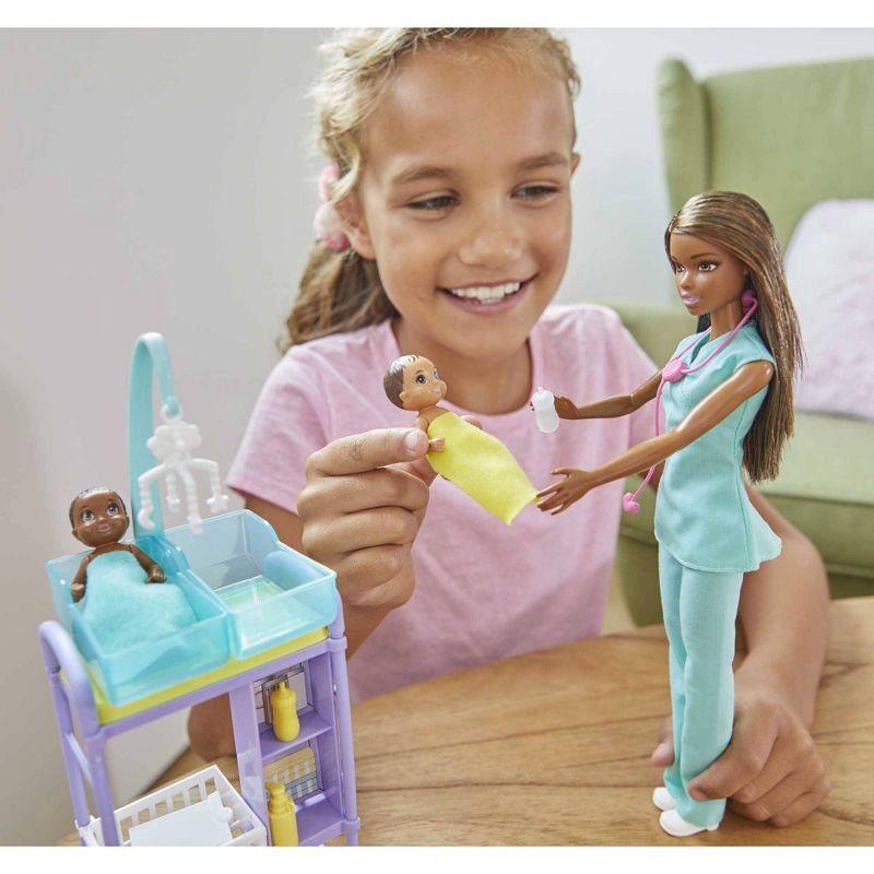 slide 2 of 6, Barbie You Can Be Anything Baby Doctor Brunette Doll and Playset, 1 ct