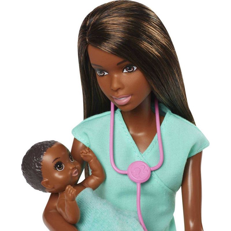 slide 3 of 6, Barbie You Can Be Anything Baby Doctor Brunette Doll and Playset, 1 ct