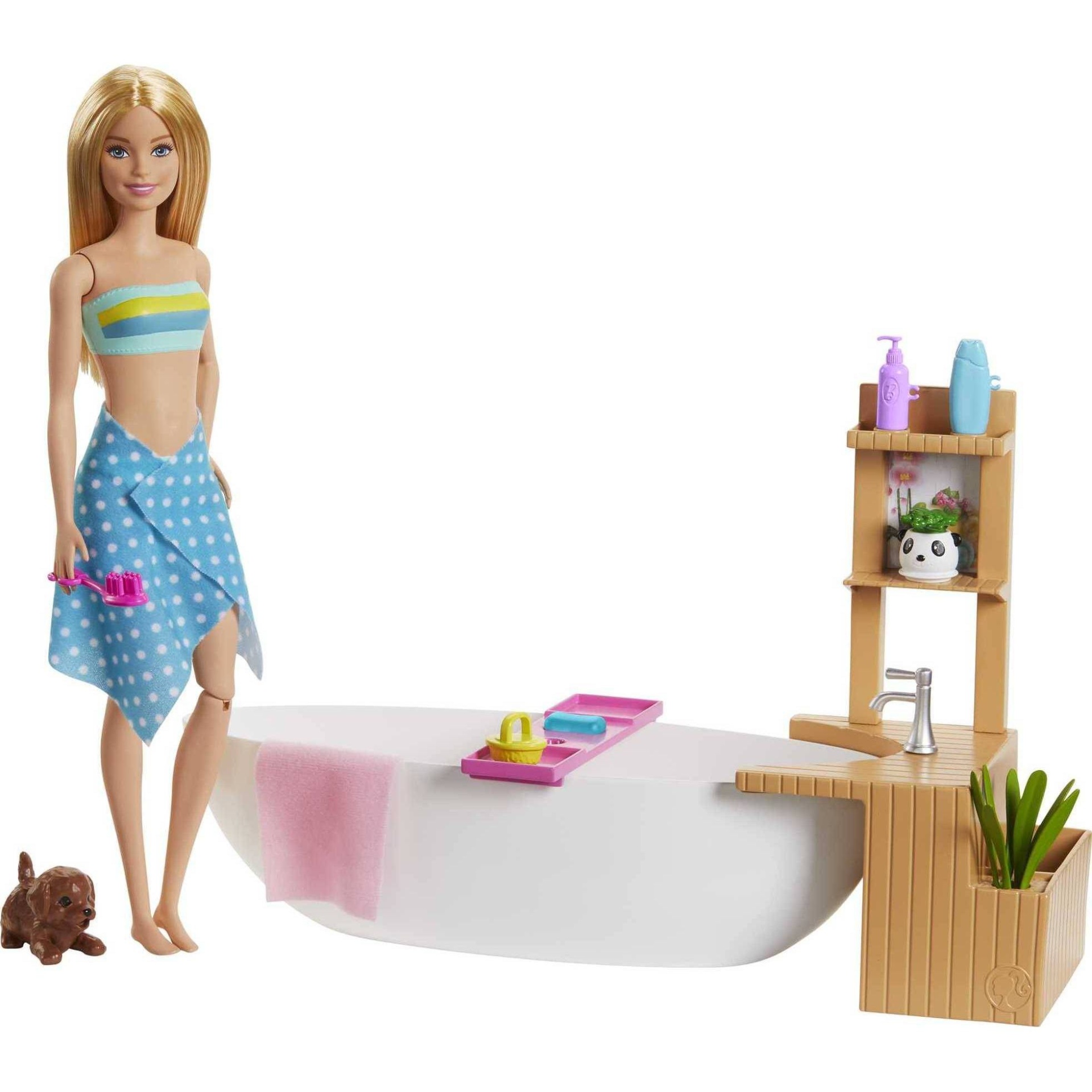 slide 1 of 6, Barbie Fizzy Bath Blonde Doll and Playset, 1 ct