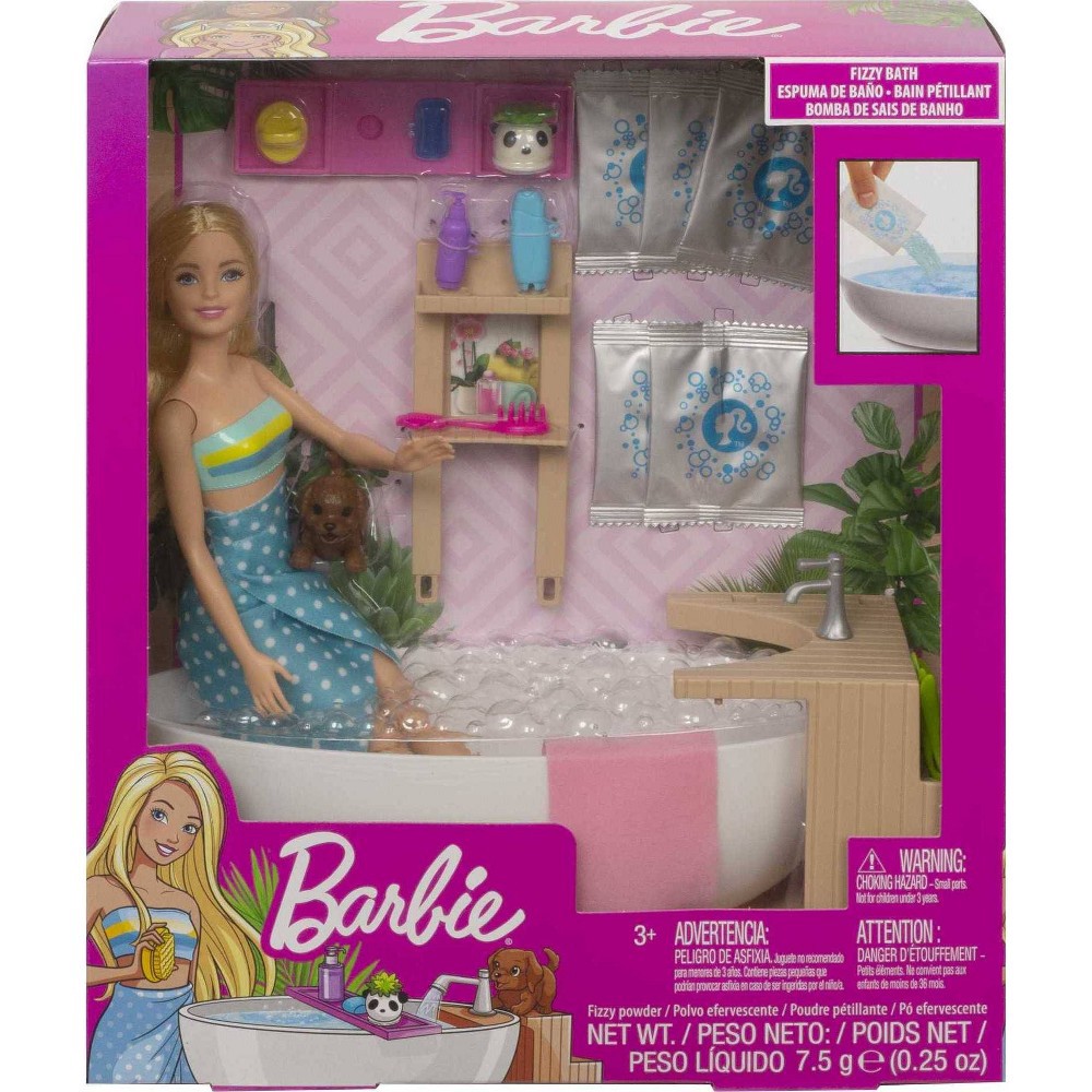 slide 3 of 6, Barbie Fizzy Bath Blonde Doll and Playset, 1 ct