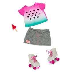 Our Generation One in a Melon with Roller Blades Fashion Outfit for 18" Dolls: Doll Clothing & Accessories Set, 5 Pieces