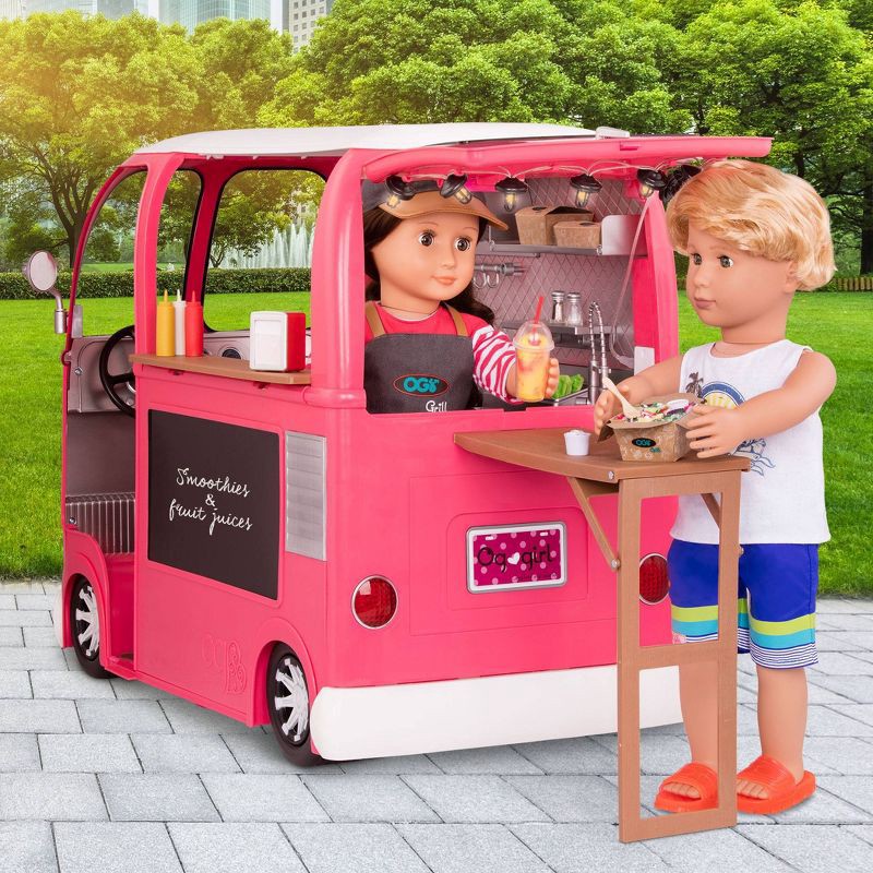 slide 3 of 8, Our Generation Grill to Go Food Truck Playset with Electronics for 18" Dolls - Pink, 1 ct