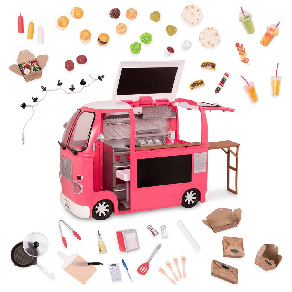 slide 7 of 8, Our Generation Grill to Go Food Truck Playset with Electronics for 18" Dolls - Pink, 1 ct