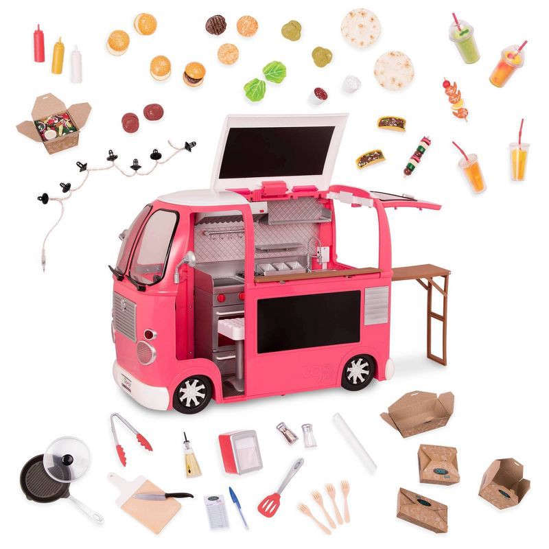 slide 8 of 8, Our Generation Grill to Go Food Truck Playset with Electronics for 18" Dolls - Pink, 1 ct