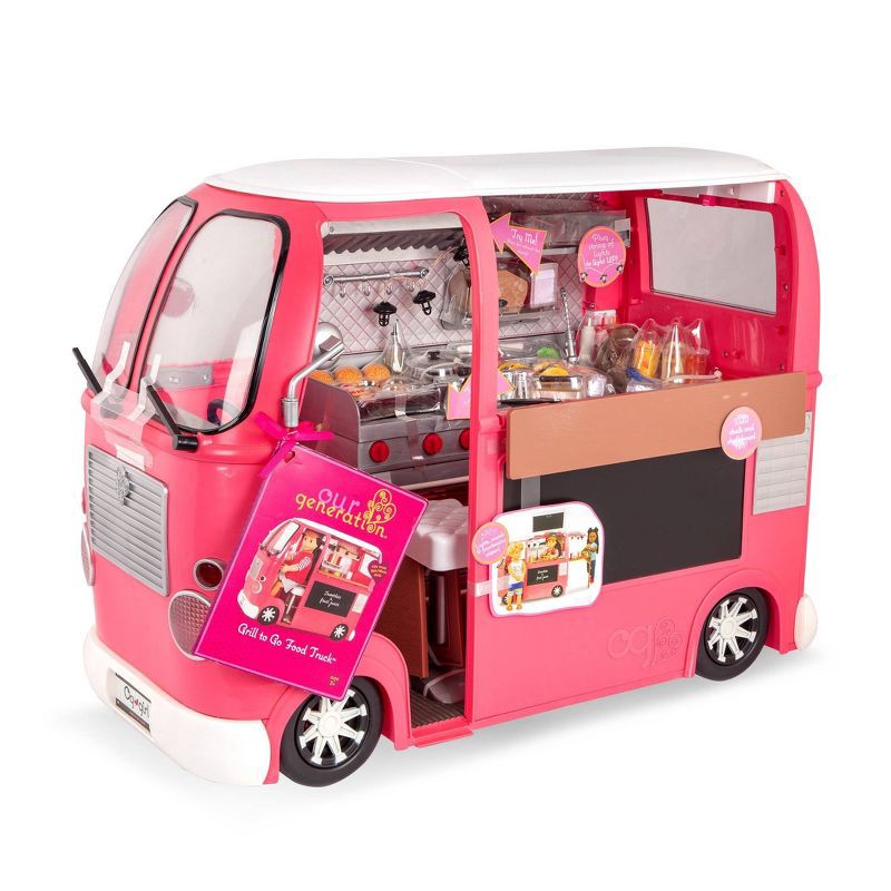 slide 5 of 8, Our Generation Grill to Go Food Truck Playset with Electronics for 18" Dolls - Pink, 1 ct