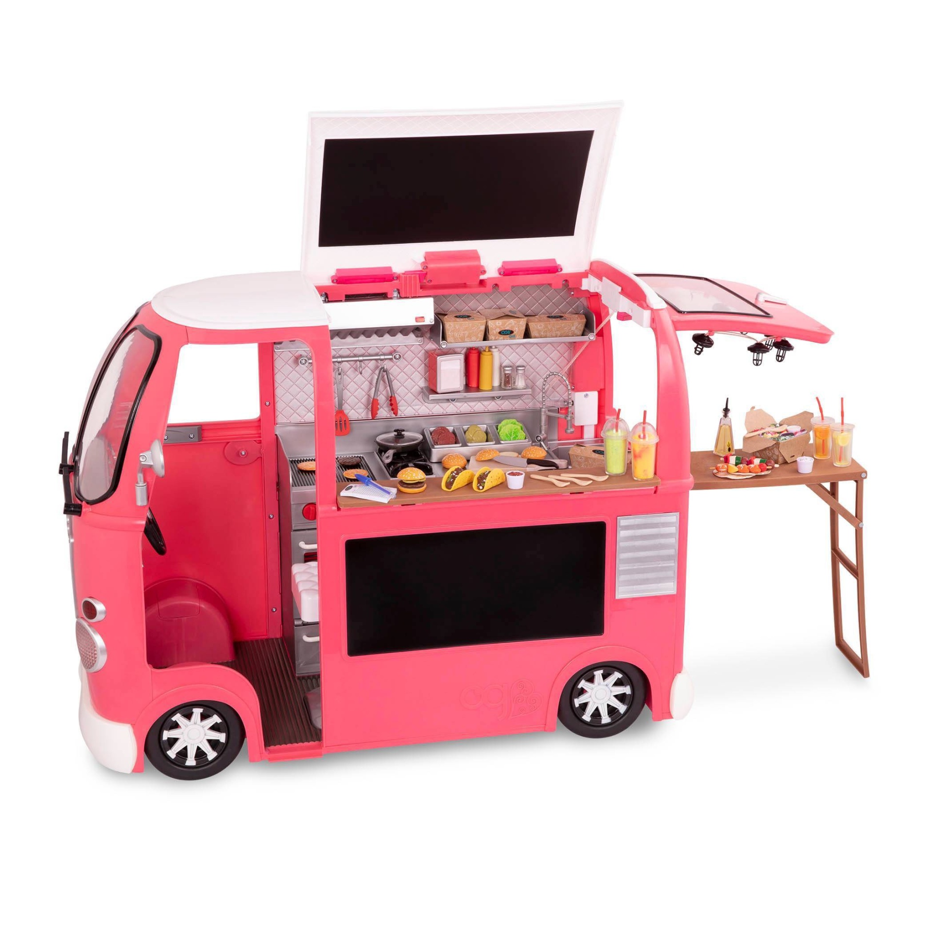 slide 1 of 8, Our Generation Grill to Go Food Truck Playset with Electronics for 18" Dolls - Pink, 1 ct