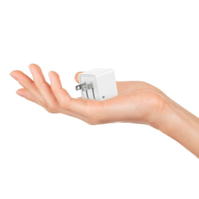 slide 5 of 7, Just Wireless 2.4A/12W 1-Port USB-A Wall Charger with 5' TPU Lightning to USB-A Cable - White, 1 ct