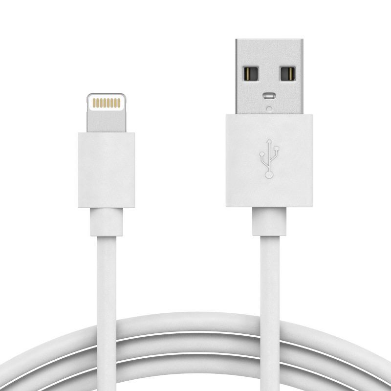 slide 2 of 9, Just Wireless 4' TPU Lightning to USB-A Cable - White, 1 ct