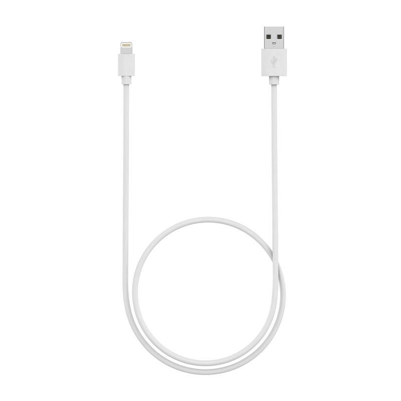 slide 3 of 9, Just Wireless 4' TPU Lightning to USB-A Cable - White, 1 ct