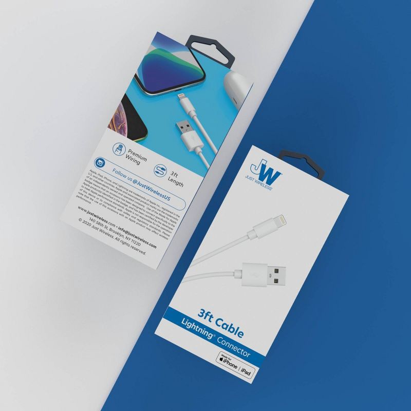 slide 9 of 9, Just Wireless 4' TPU Lightning to USB-A Cable - White, 1 ct