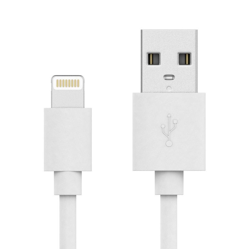 slide 1 of 9, Just Wireless 4' TPU Lightning to USB-A Cable - White, 1 ct