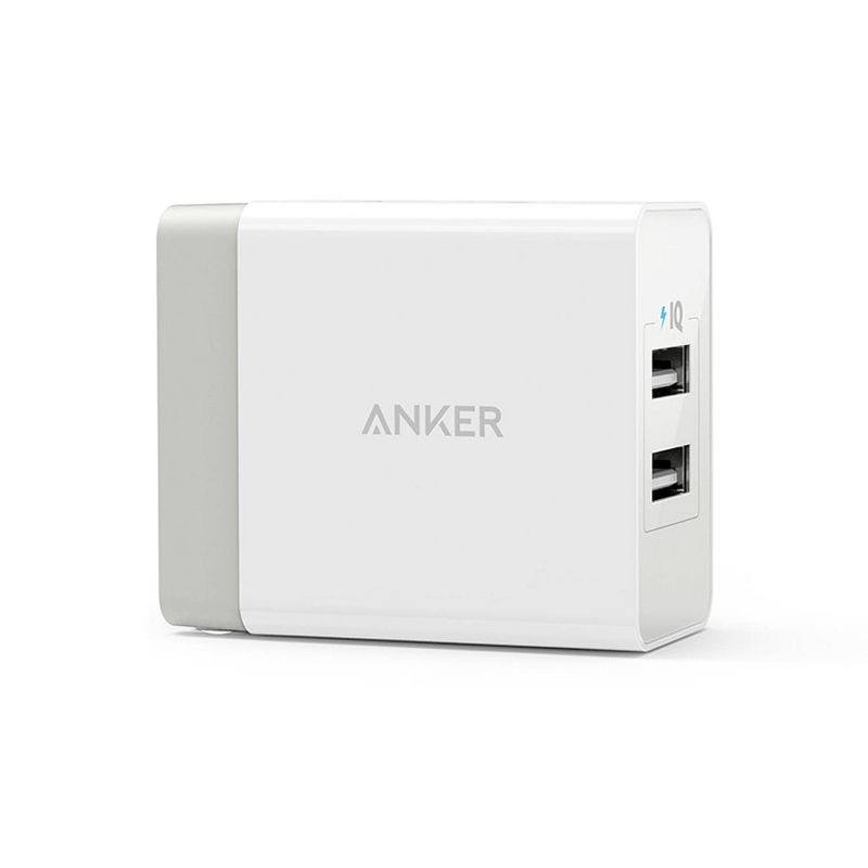 slide 3 of 5, Anker 2-Port PowerPort 24W Wall Charger - White, 1 ct