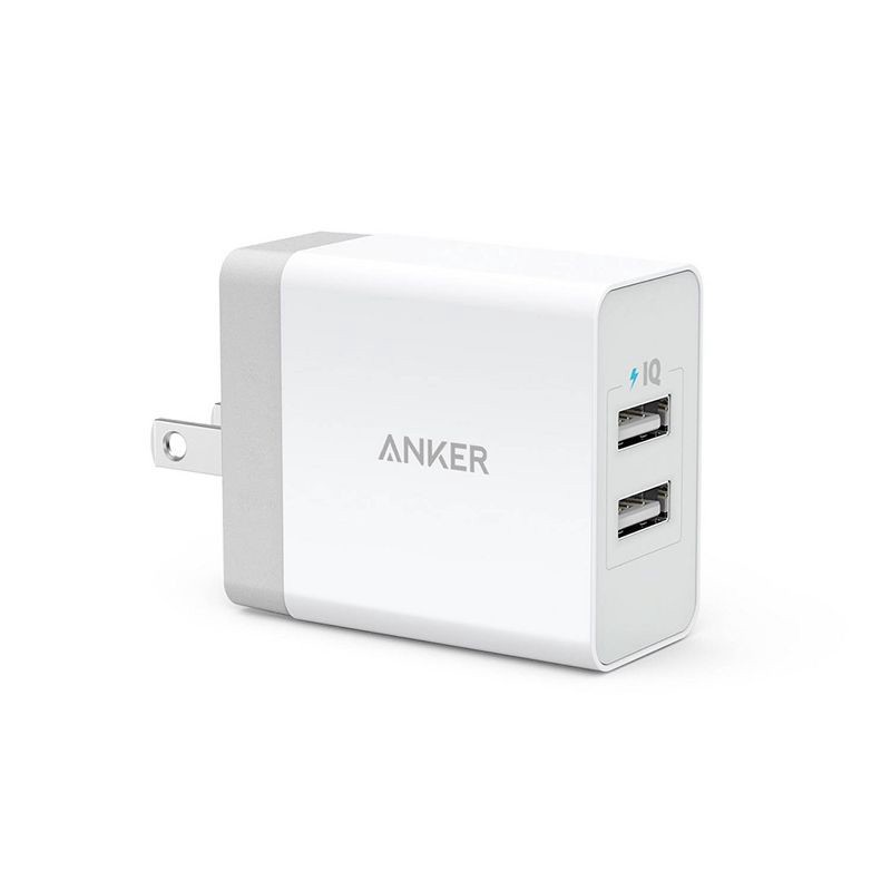 slide 1 of 5, Anker 2-Port PowerPort 24W Wall Charger - White, 1 ct