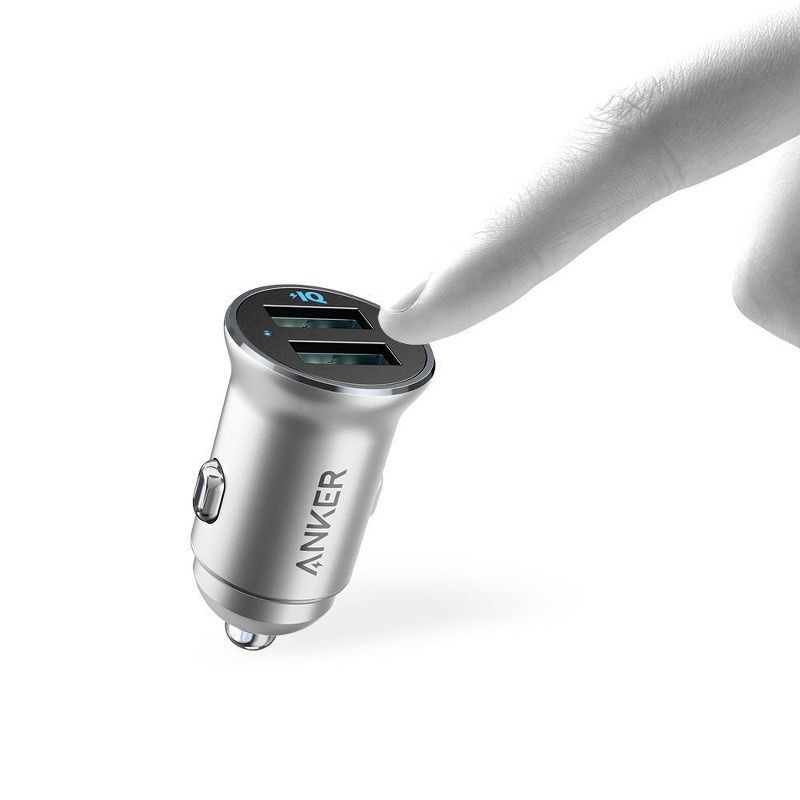 slide 3 of 4, Anker 2-Port PowerDrive 24W Car Charger - Silver: USB Adapter Compatible with Android & iPhone, 1 ct