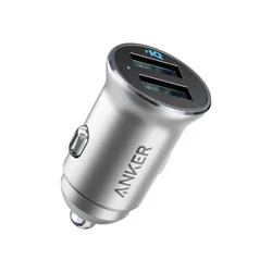 Anker 2-Port PowerDrive 24W Car Charger - Silver: USB Adapter Compatible with Android & iPhone