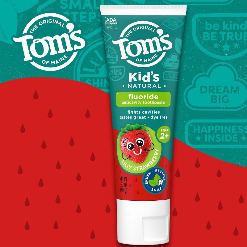 slide 2 of 8, Tom's of Maine Silly Strawberry Childrens Anticavity Toothpaste 5.1oz, 5.1 oz