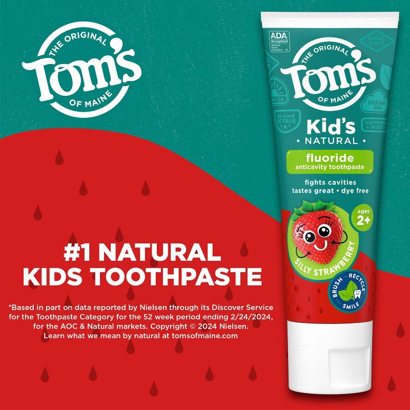 slide 4 of 8, Tom's of Maine Silly Strawberry Childrens Anticavity Toothpaste 5.1oz, 5.1 oz