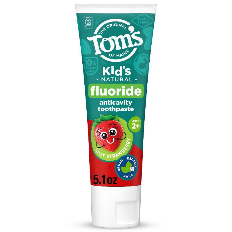 slide 1 of 14, Tom's of Maine Kids Anticavity Fluoride Natural Toothpaste - Silly Strawberry - 5.1oz, 5.1 oz