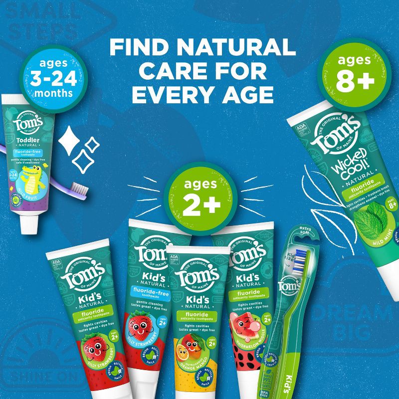 slide 8 of 8, Tom's of Maine Silly Strawberry Childrens Anticavity Toothpaste 5.1oz, 5.1 oz