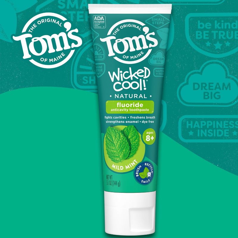 slide 2 of 8, Tom's of Maine Mild Mint Wicked Cool! Anticavity Toothpaste 5.1oz, 5.1 oz