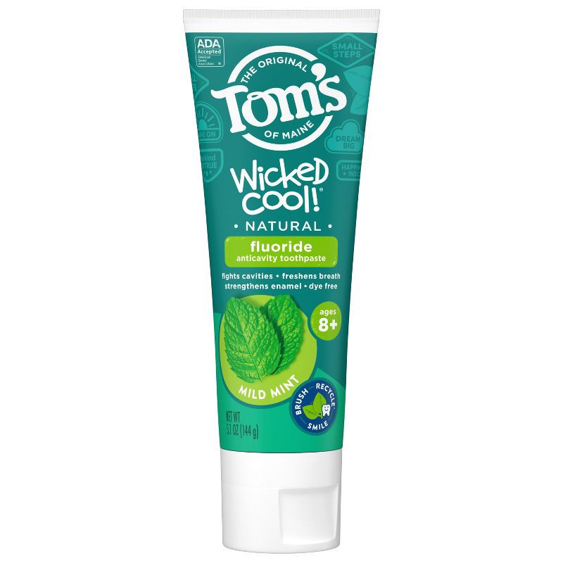 slide 8 of 8, Tom's of Maine Mild Mint Wicked Cool! Anticavity Toothpaste 5.1oz, 5.1 oz