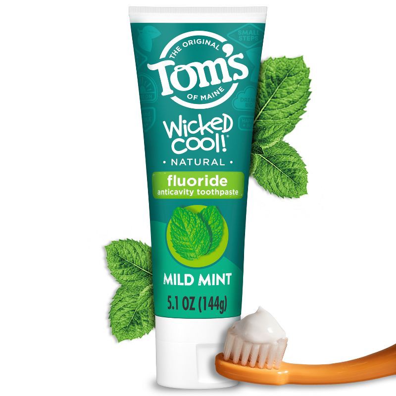 slide 1 of 8, Tom's of Maine Mild Mint Wicked Cool! Anticavity Toothpaste 5.1oz, 5.1 oz